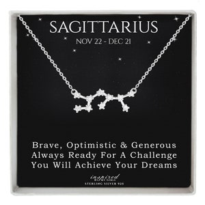 Regalo de collar de constelación de plata de ley, horóscopo de astrología del zodíaco y tarjeta de recuerdo significativa: todos los signos estelares disponibles