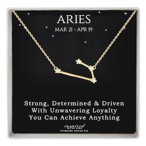 Collier constellation en or 14 carats sur argent sterling, cadeau carte souvenir significatif astrologie zodiaque horoscope - tous les signes du zodiaque disponibles