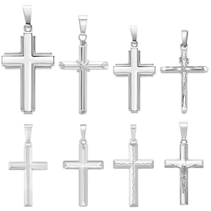 Mens Solid Sterling Silver Cross Pendants - Choices Of Styles and Sizes