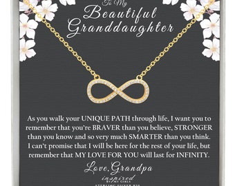 Gift For Granddaughter, 14K Gold Over Sterling Silver Infinity Necklace, Meaningful Keepsake Card, Ready To Give Gift From Grandparents