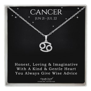 Collar del zodiaco de plata de ley, Regalo para mujeres y niñas, Tarjeta de recuerdo significativa, Regalo para ella en caja, Todos los signos del zodiaco disponibles