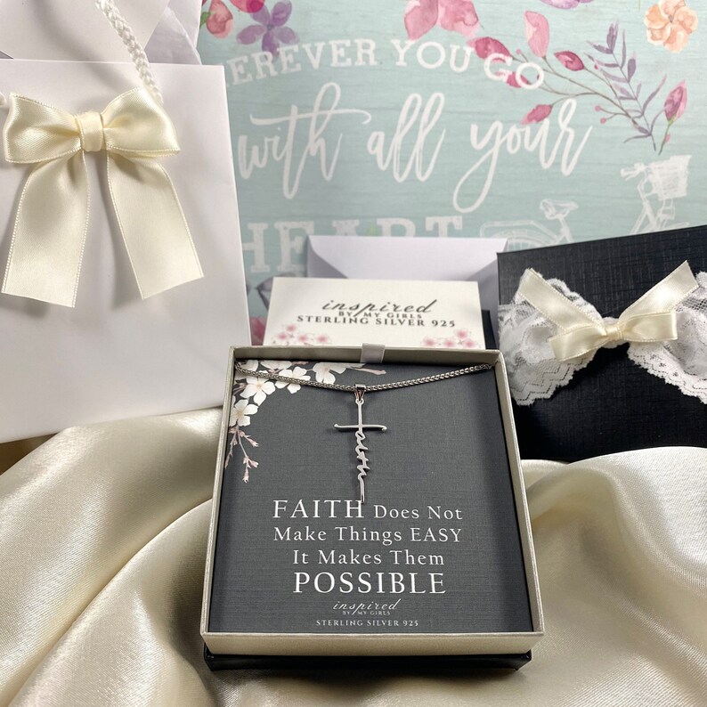 Womens Faith Cross Necklace Solid Sterling Silver or 14K Gold Etsy