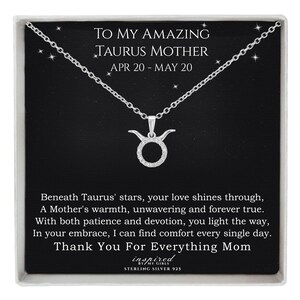 Cadeau pour maman, collier du zodiaque en argent sterling, cadeau carte significatif pour la mère, tous les signes du zodiaque disponibles