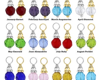 Birthstone Charms, Solid Sterling Silver or 14K Gold over Solid Silver