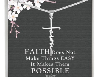 Sterling Silver Faith Cross Necklace For Women, Optional Birthstone Accent, Up To 22 Inch Adjustable Wheat Chain, Ready To Give Gift
