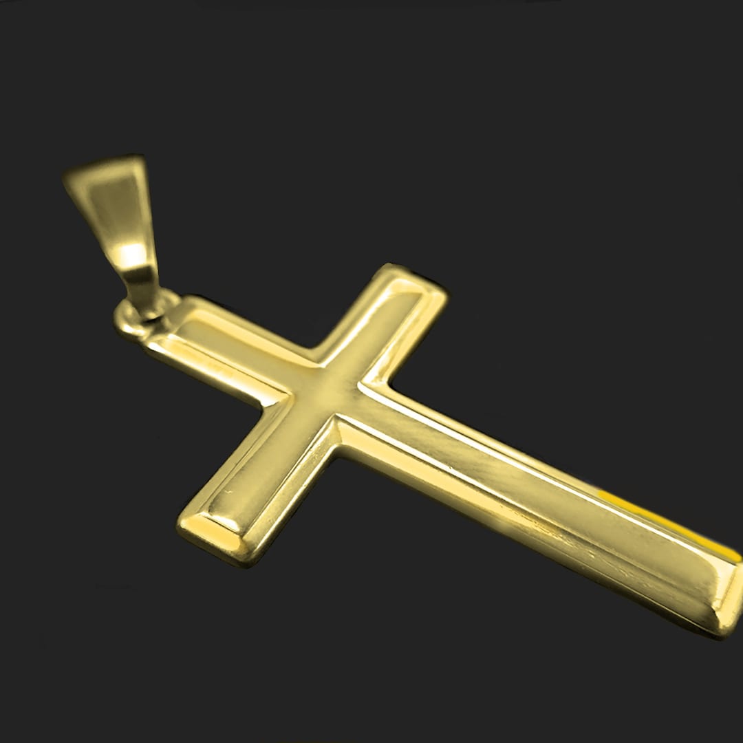 Mens 14K Gold Over Solid Sterling Silver 925 Cross Pendant - Etsy