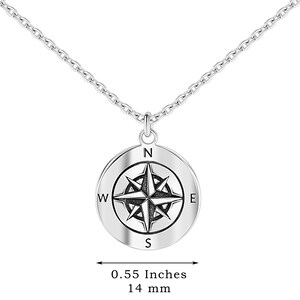 Personalized Compass Necklace, Sterling Silver or 14K Gold over Sterling Silver, Ready To Give Gift for Graduation or New Beginnings image 3