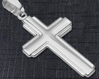 Mens Large Sterling Silver Cross Pendant Only