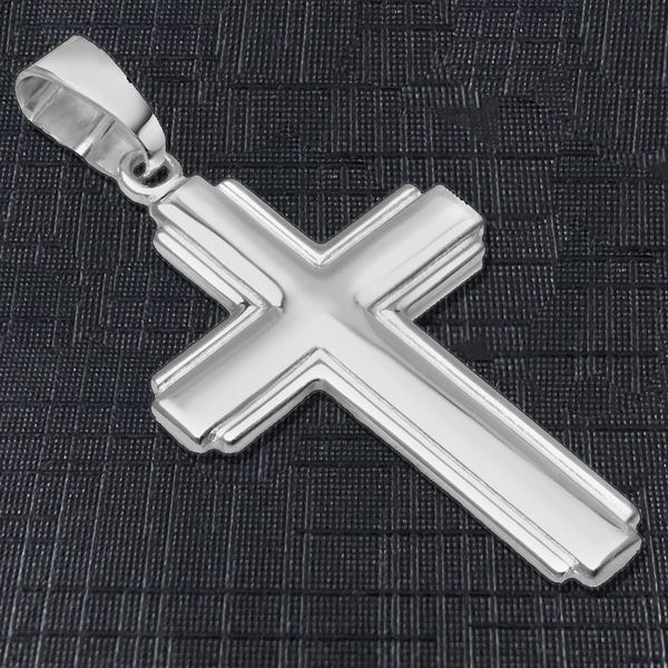 Mens Large Sterling Silver Cross Pendant Only