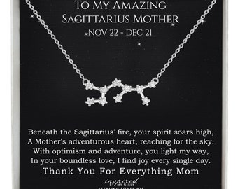 Sagittarius Constellation Necklace Gift For Mother, Sterling Silver or 14K Gold over Sterling Silver Star Sign gift to amazing Mother