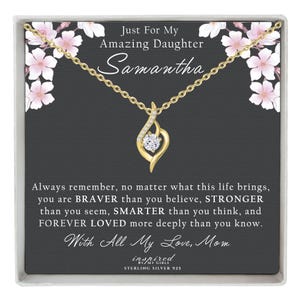 Personalized Gift For Daughter From Mom, Sterling Silver or 14K Gold over Silver Infinity Of Love Drop Necklace, Up To 22&quot; Adjustable Chain