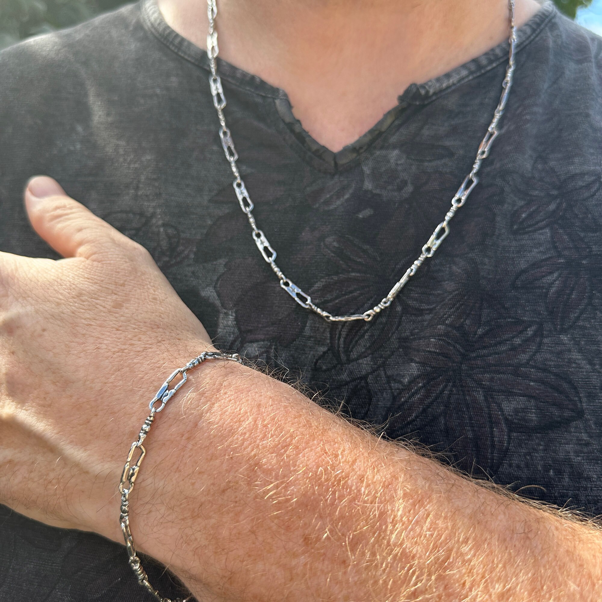 Fisher Of Men Bracelet Sterling Silver 925 Fisherman Link Chain Necklace and Meaningful Keepsake Card Ready To Give Gift In Box