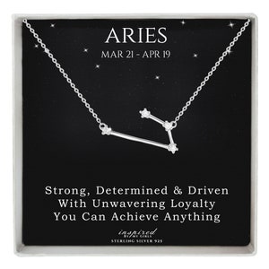 Regalo de collar de constelación de Aries de plata de ley, Regalo de horóscopo de astrología del zodiaco con tarjeta de recuerdo significativa