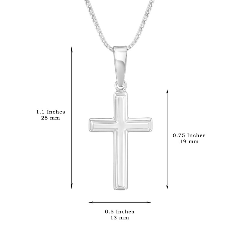 Womens Sterling Silver Cross Necklace with Adjustable Franco Chain and Faith Keepsake Card Gift