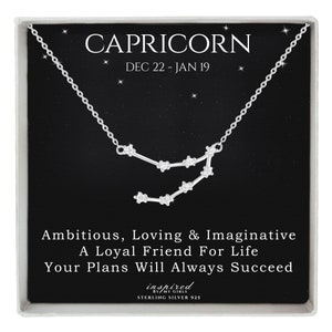 Cadeau collier constellation du Capricorne en argent sterling, cadeau zodiaque astrologie horoscope avec carte souvenir significative