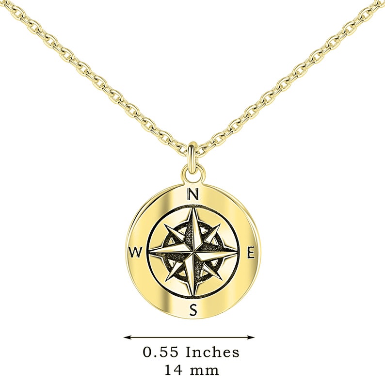 Personalized Compass Necklace, Sterling Silver or 14K Gold over Sterling Silver, Ready To Give Gift for Graduation or New Beginnings image 7