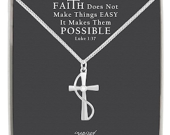 Sterling Silver Cross Necklace, Adjustable Franco Chain, Meaningful Faith Keepsake Card, Ready To Give Gift for Women and Gift For Girls