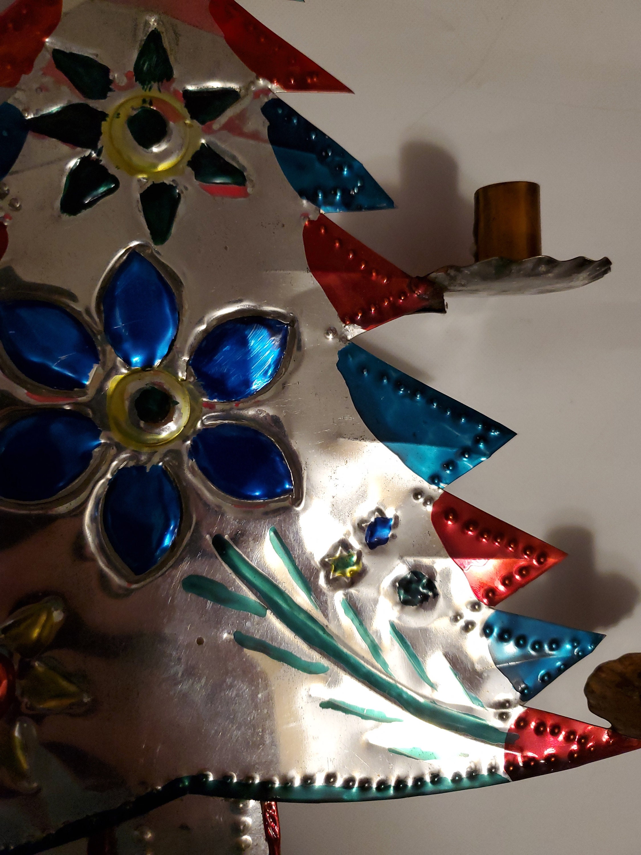 Vintage Punched Tin Christmas Tree Candelabra Etsy