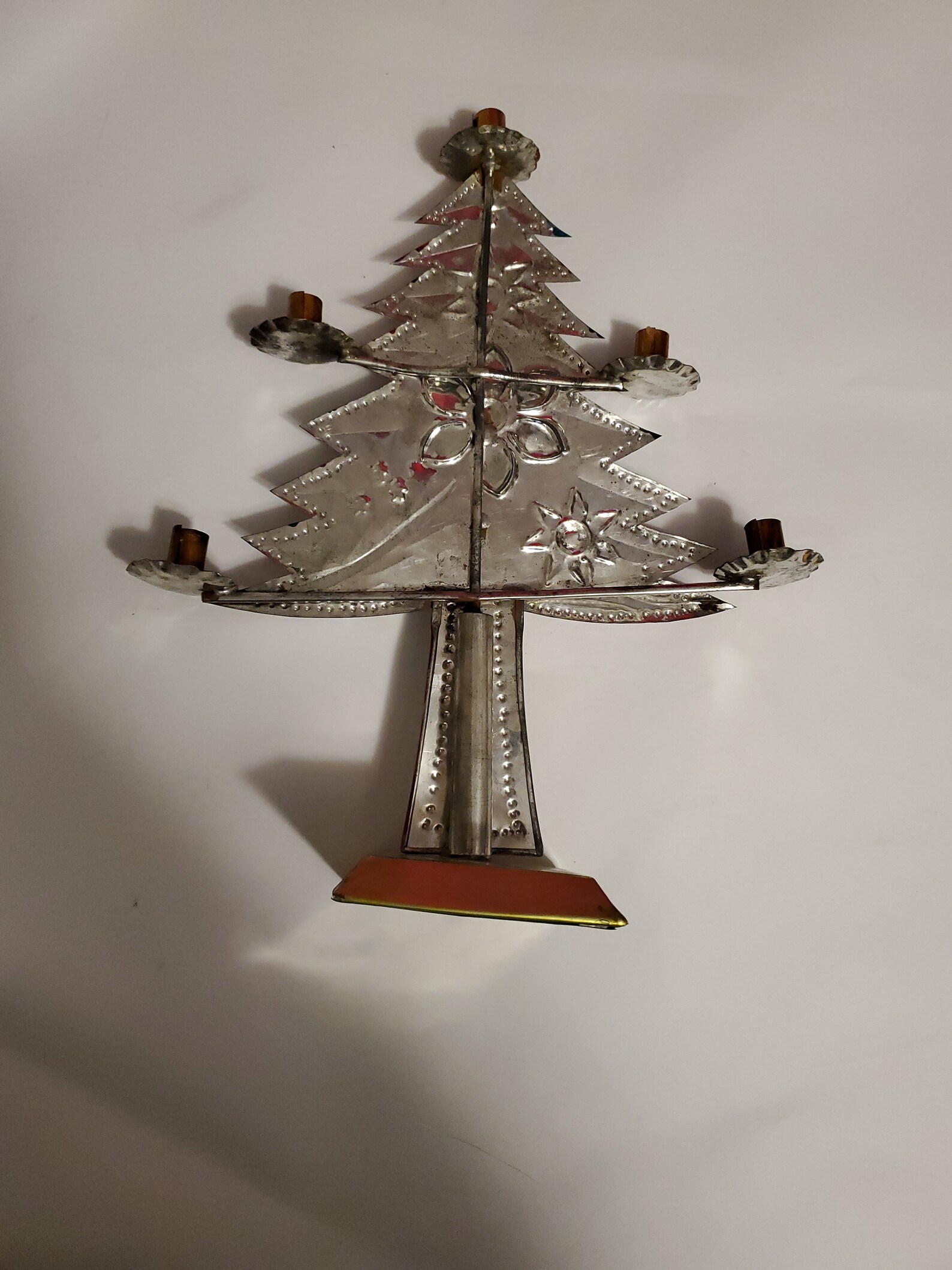 Vintage Punched Tin Christmas Tree Candelabra Etsy