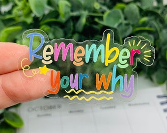 Colorful Vinyl Sticker, Inspirational Quote Decal, Motivational, Waterproof, Remember Your Why, Sticker for Waterbottle, Laptop, Planner