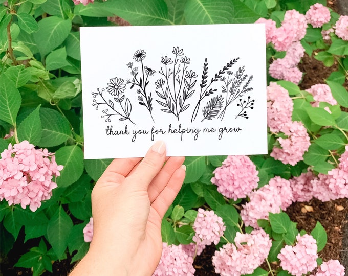 Thank You Greeting Card Blank Inside Thank You for Helping Etsy