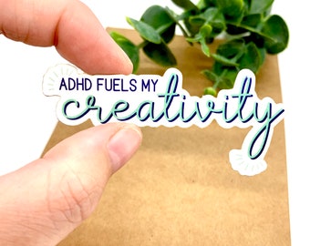 ADHD Sticker, ADHD Creative Superpower Quote, Neurodivergent, Sticker for Waterbottle, Hydroflask, Laptop, Journal, Planner, Waterproof