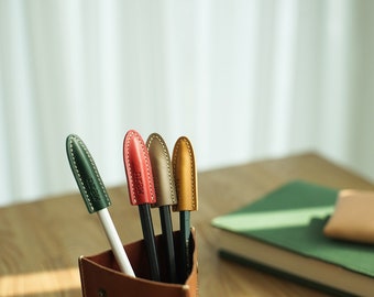 Genuine Leather Pencil Cap(4pcs), Pencil Protector, Pencil Holder, 317