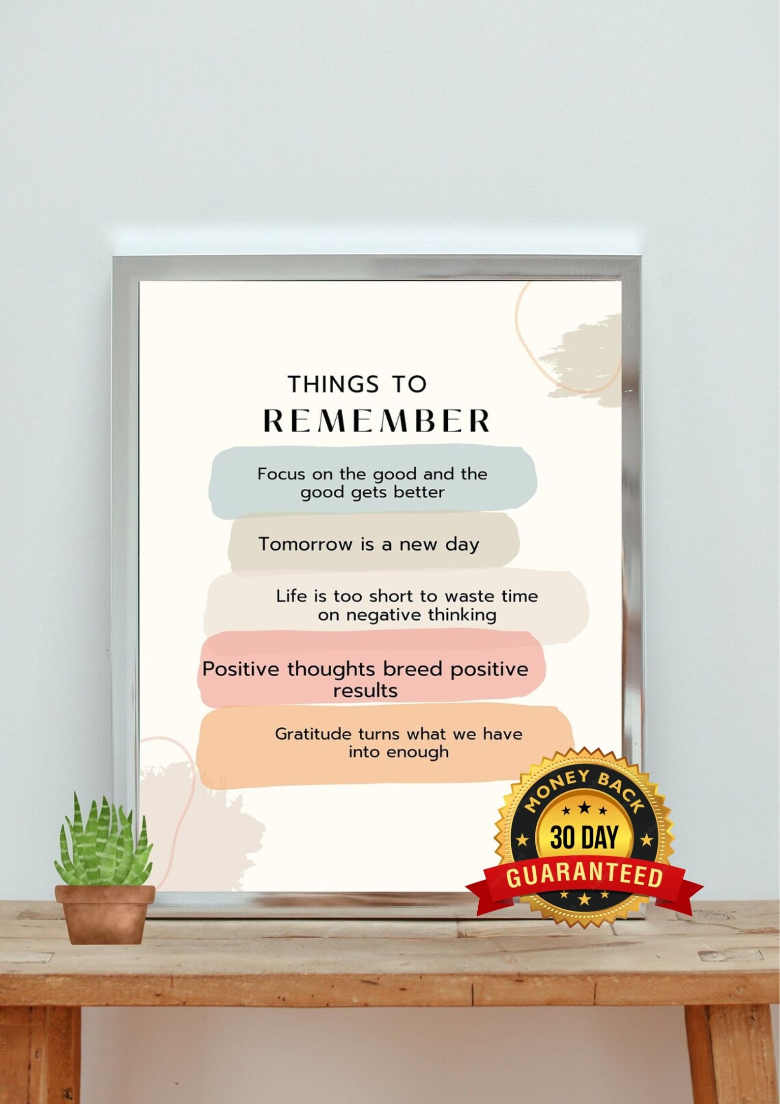 Motivational Poster Printable | Things to Remember |Mindfulness Poster | Home decor