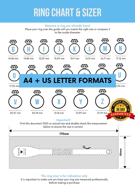 Ring Sizer Uk, A-z Ring Measurement Tool, With Ring Size Guide Chart For  Women Men, A Handy Ring Gauge Uk Sizes | Fruugo ZA