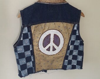 Hand painted one of a kind vintage denim vest
