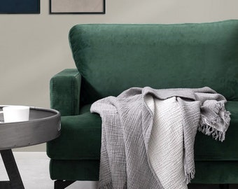 Muslin sofa blanket, muslin throw, two-tone muslin bedspread, muslin plaid, muslin sofa blanket in various colors