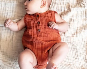 Babybody Musselin, Musselin Body rot, Body Baby Musselin mint, Babymode Musselin, Strampler Baby blau Musselin, Einteiler Baby Musselin