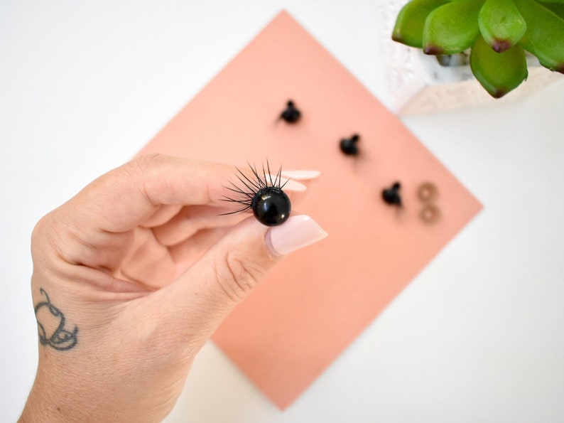 Black Safety Eyes With Lashes Plastic Doll / Amigurumi Eyes Etsy