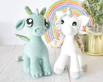 LOT DE MOTIFS - Stella la licorne et Nuri le dragon