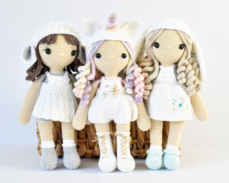PATTERN BUNDLE Bonnie the Bunny Doll Lulu the Lamb Child Stella the Unicorn Girl
