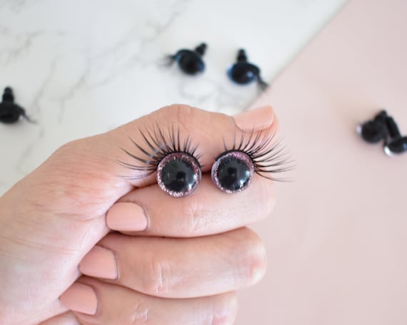 Glitter Safety Eyes with Lashes: Amigurumi Doll Supplies