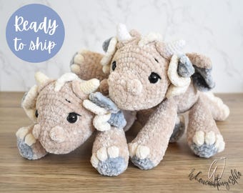 Ready To Ship - Amigurumi Dragon Toy Handmade Animal Plushie