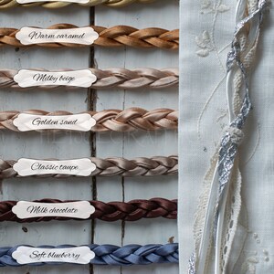 Ivory & Silver Short Embroidered Handfasting Cord Pagan Wedding Ceremony Unique Linen Wedding Rope Custom Personalized Gift image 4