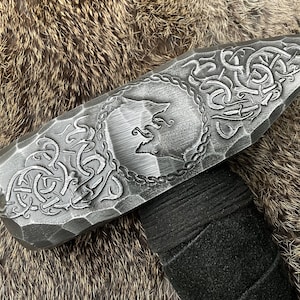 Viking Wolf Hammer Mjolnir Hand Engraved Forged Hammer Made in USA Smithing Hammer Viking Gift for Him Farmhouse Decor Fathers Day Gift Idea