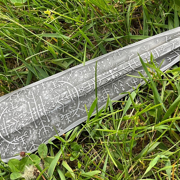 Forged Spear Hand Engraved Norse Stave Rune Metal Spear Head Made in USA Viking Gift For Him Warrior Renaissance Faire Costume Weapon Unique