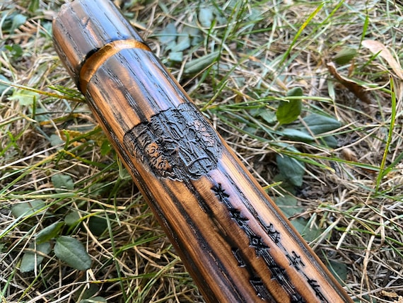 Bear Berserker Quarterstaff Solid Oak Walking Stick Hand Painted Hand Made In America Viking Bear Staff Elder Futhark Runes Ren Faire Staff