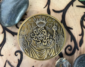 Hastur Challenge Coin King in gele munt Eldritch Horror EDC Coin HP Lovecraft Mythology Occult antieke gouden kleur Zink Coin Kosmische Horror
