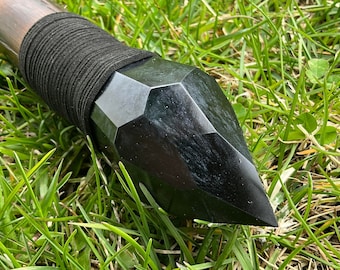 Bastón de bruja de ónix, bastón de gemas de resina de magia negra, disfraz de nigromante, hechicero de feria renacentista, cosplay, regalo de fantasía hecho a mano, decoración de mago LARP