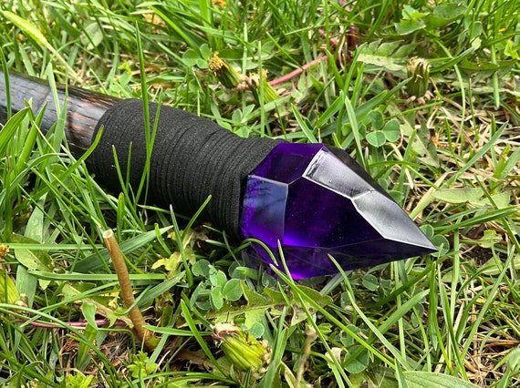 Purple Magic Staff Ren Faire Sorceress Cosplay Mage Costume Purple Gem Wizard Staff American Made In USA Hand Crafted Unique Nerdy Gifts