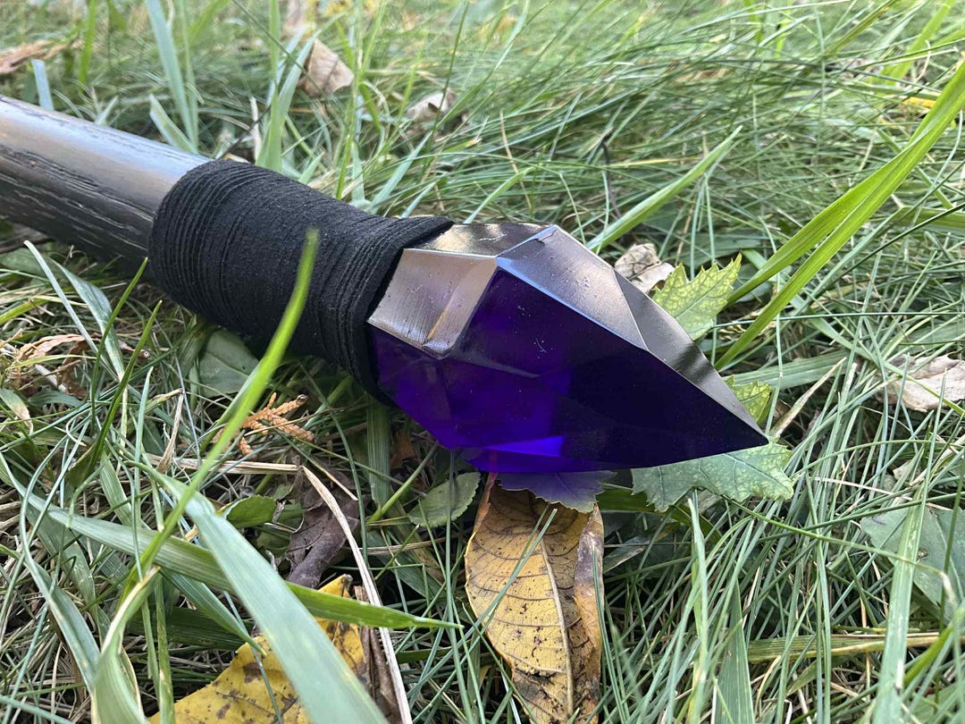 Eldritch Cultist Staff Solid Oak Staff With Purple Resin Gem and Cosmic ...