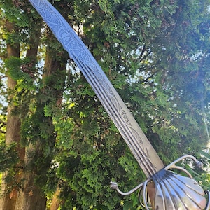Pirate Cutlass Skull and Crossbones Eldritch Tentacle Engraved Sword Carbon Steel Full Tang Cutlass Renaissance Faire Pirate Cosplay Sword