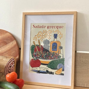 Poster da cucina - Ricetta "Insalata greca" - A4/A5 fronte/retro