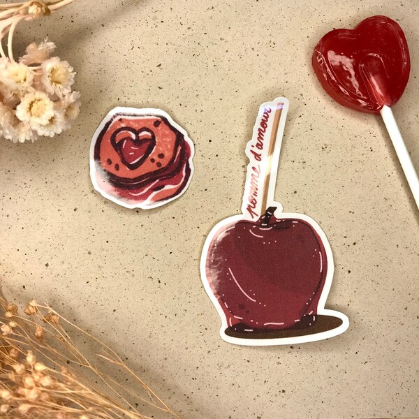 Stickers Saint-Valentin "Food" - Biscuit et pomme d'amour
