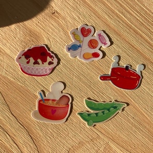 LOT - 5 Stickers autocollant vinyle brillant - Thème cuisine