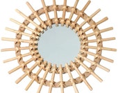 Rattan Mirror Vintage Art Decorative Round Wall Mirror Decorative Frame Wall Hanging Mirror